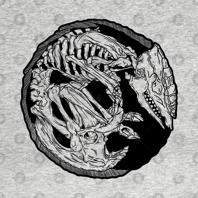 Armadillo Fossil x Inktober 22 - Black Design by P7 illustrations 